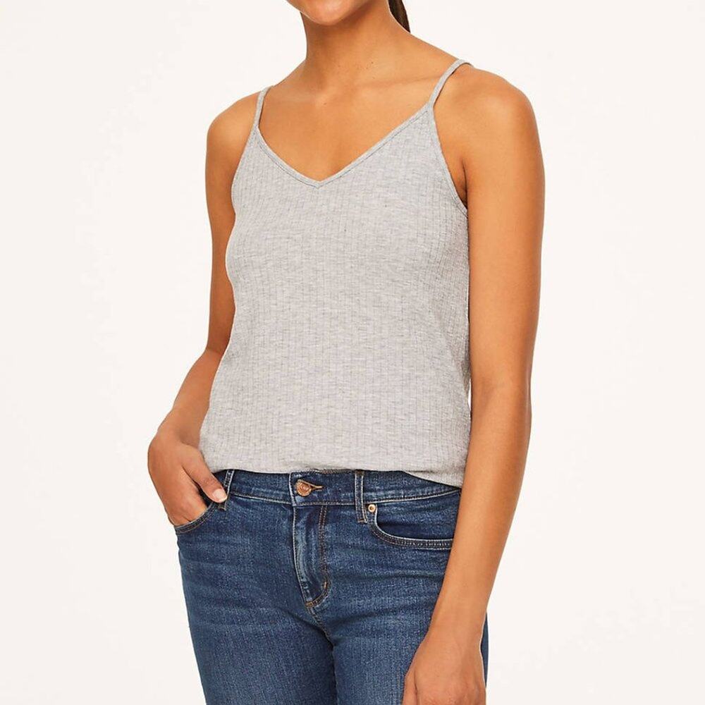 LOFT Gray Double V Cami - Picture 2 of 9